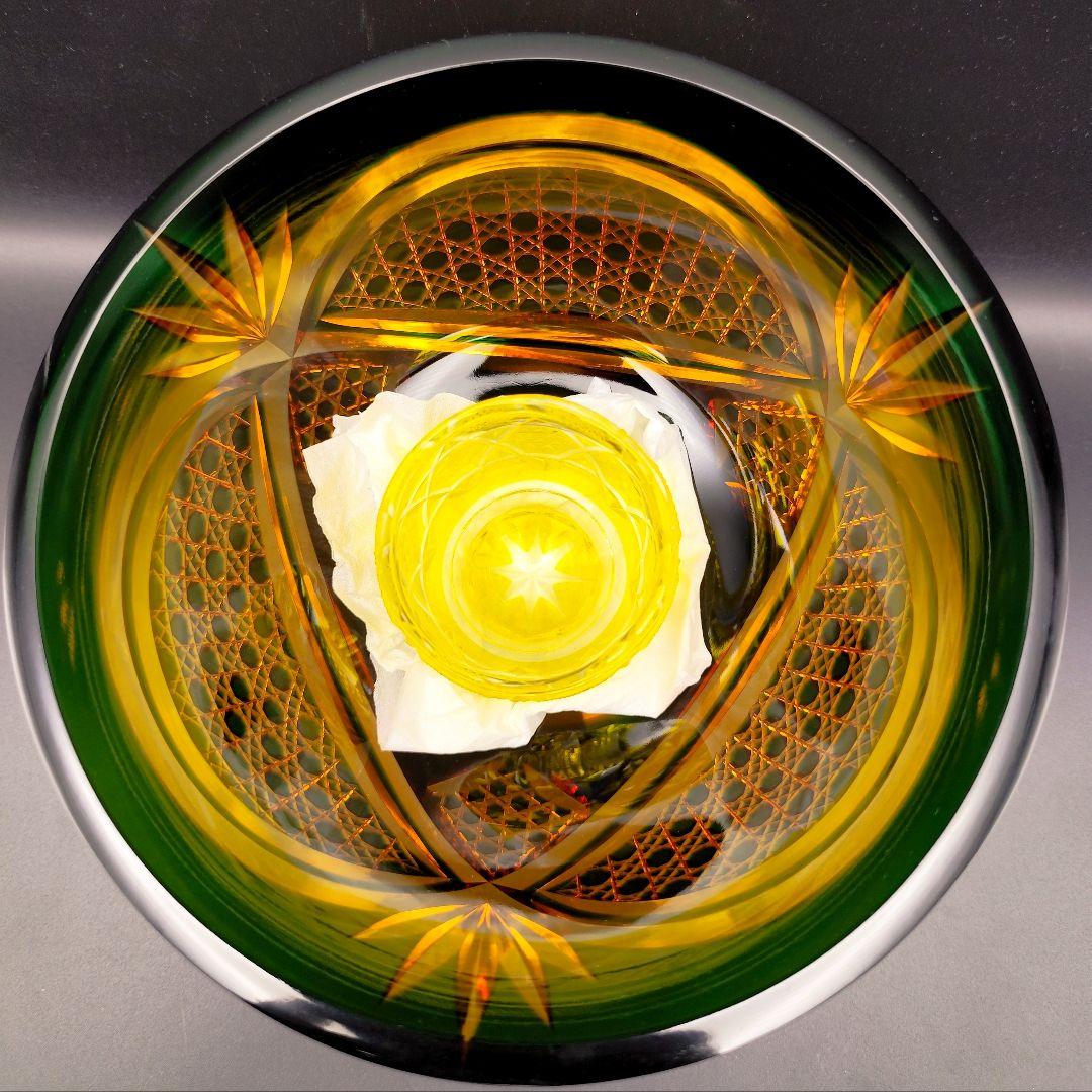 超希少☆未使用美品☆黒木国昭 綾切子 大鉢（切子 江戸切子 薩摩切子）