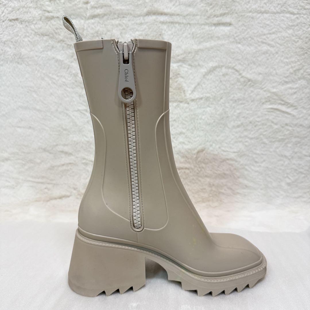美品✨ クロエ レインブーツ 36 サイドジップ ラバー アイボリー
