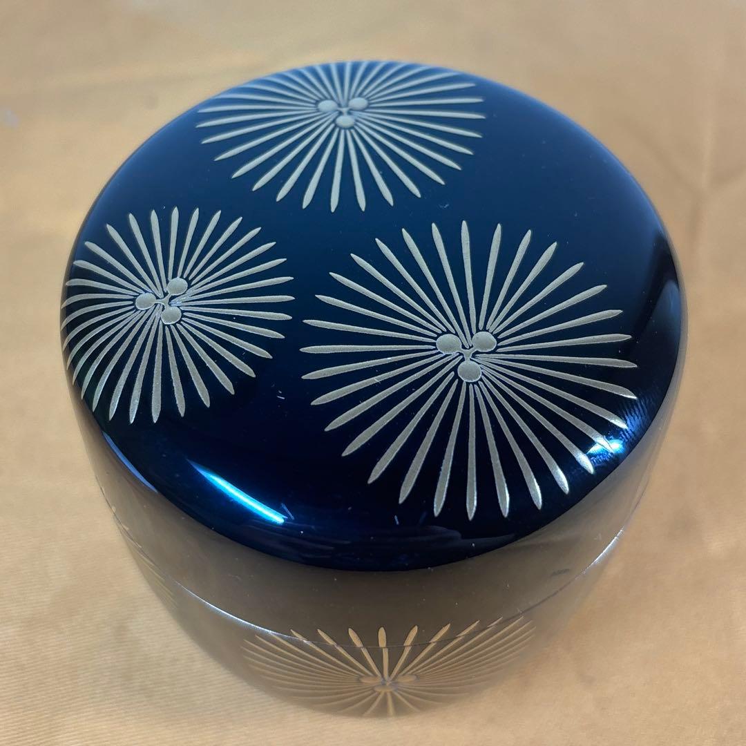 茶道具　輪島塗師　一后一兆作　唐松蒔絵棗　共箱　共布　美品