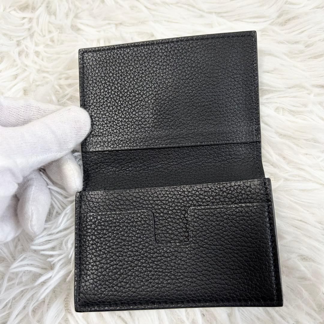 TOM FORD トムフォード レザー カードケース 名刺入れ ブラック シボ革