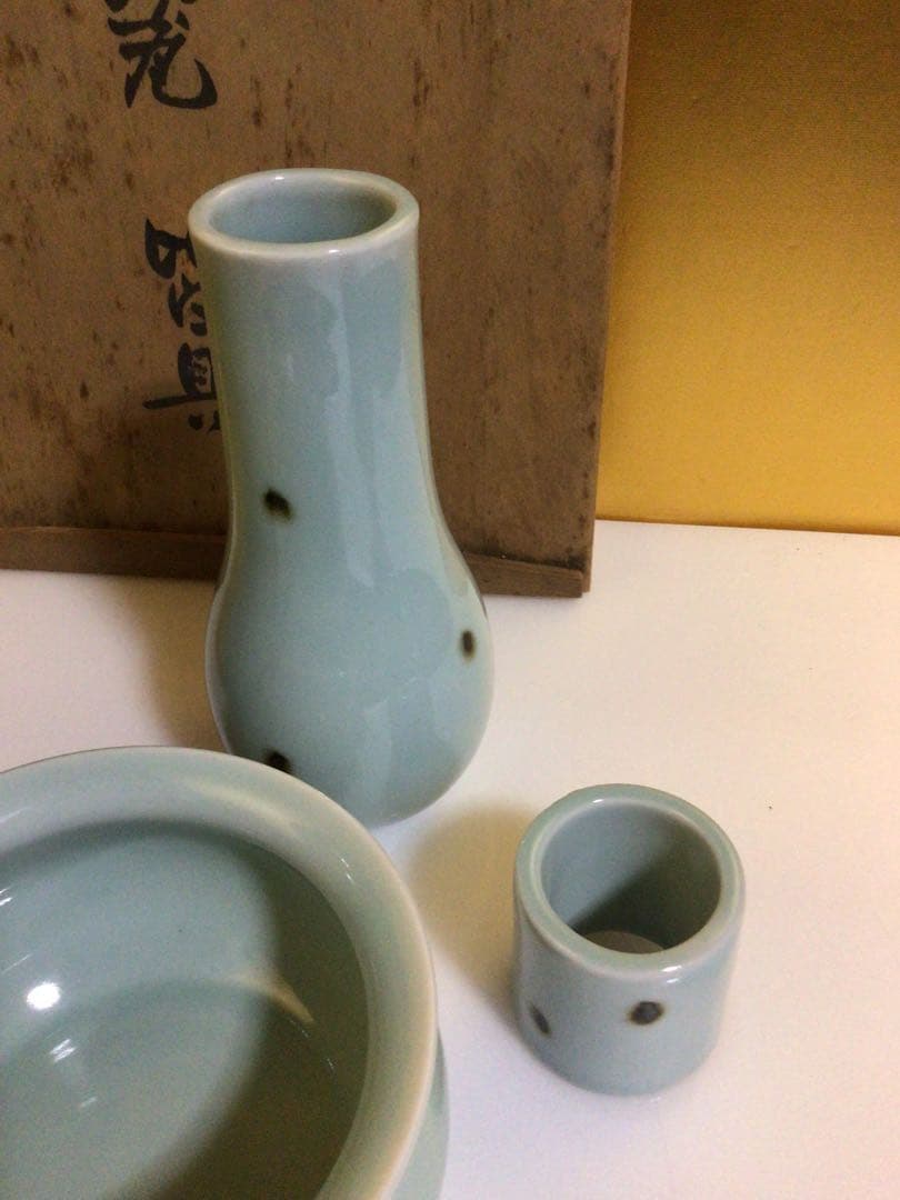 茶道具 青磁 皆具 共箱付き