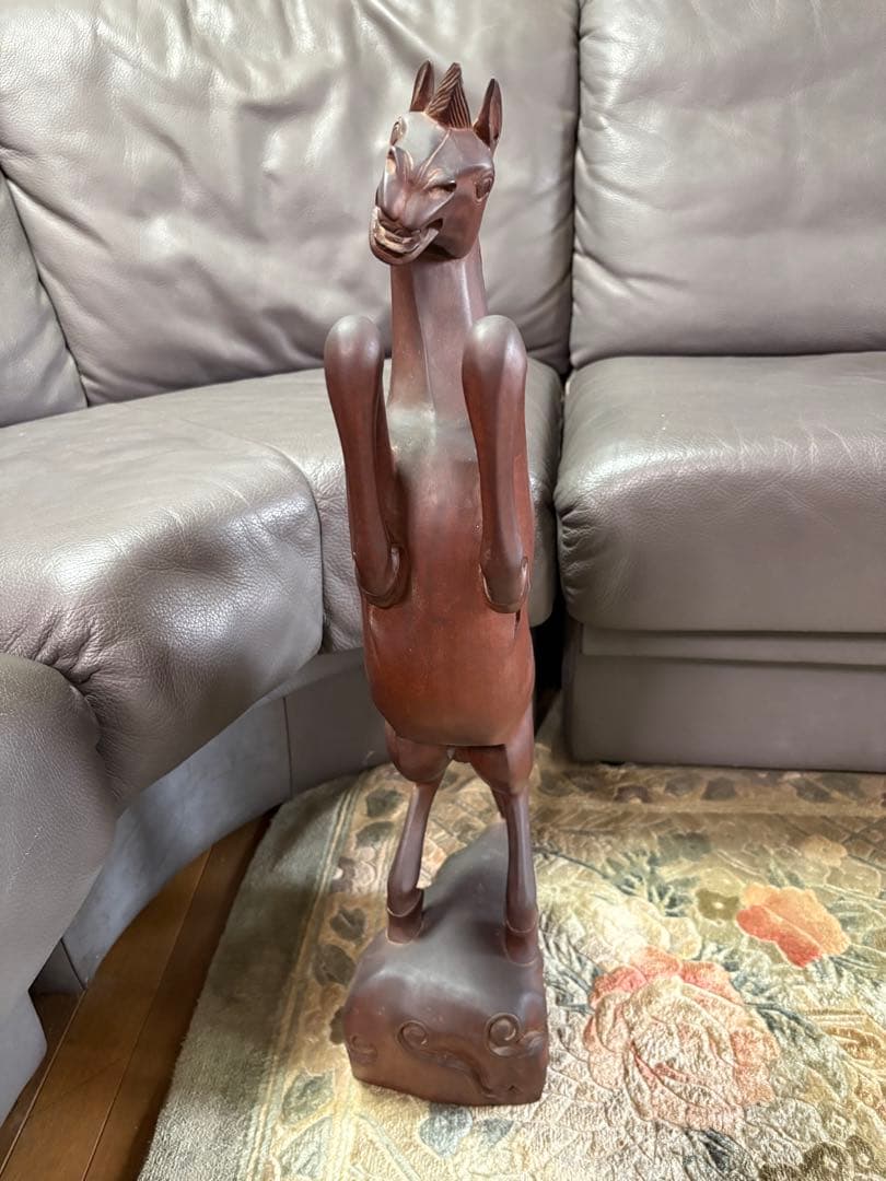 木製　置物　馬　ウマ