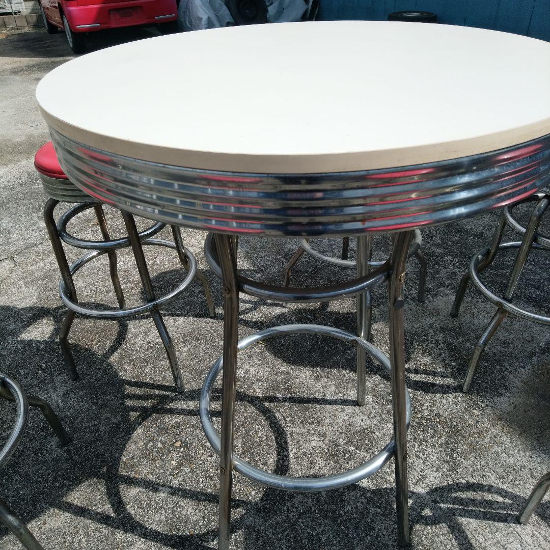 アメリカンレトロ　ハイチェア&ハイテーブルセット