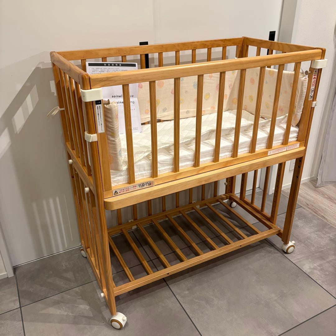 【美品】大和屋 そいねーる＋ムーブ ベビーベッド ナチュラル　マットレス