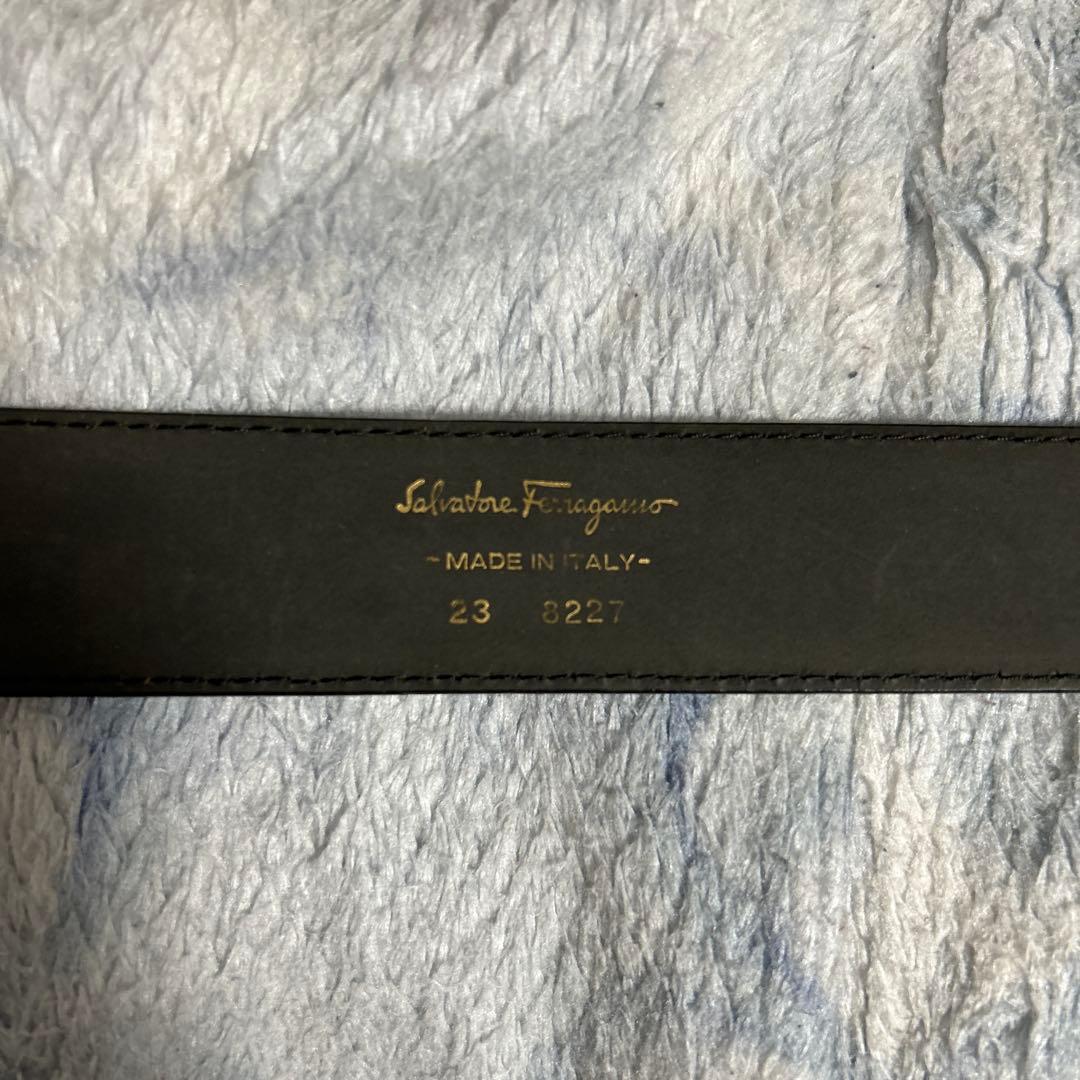 Ferragamo 黒 レザー ベルト ゴールドバックル