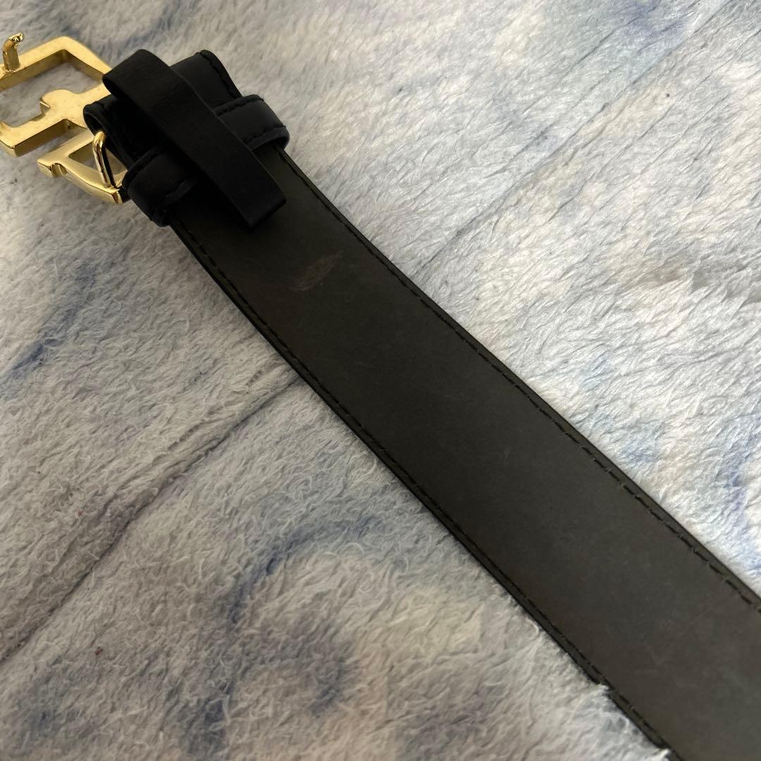 Ferragamo 黒 レザー ベルト ゴールドバックル