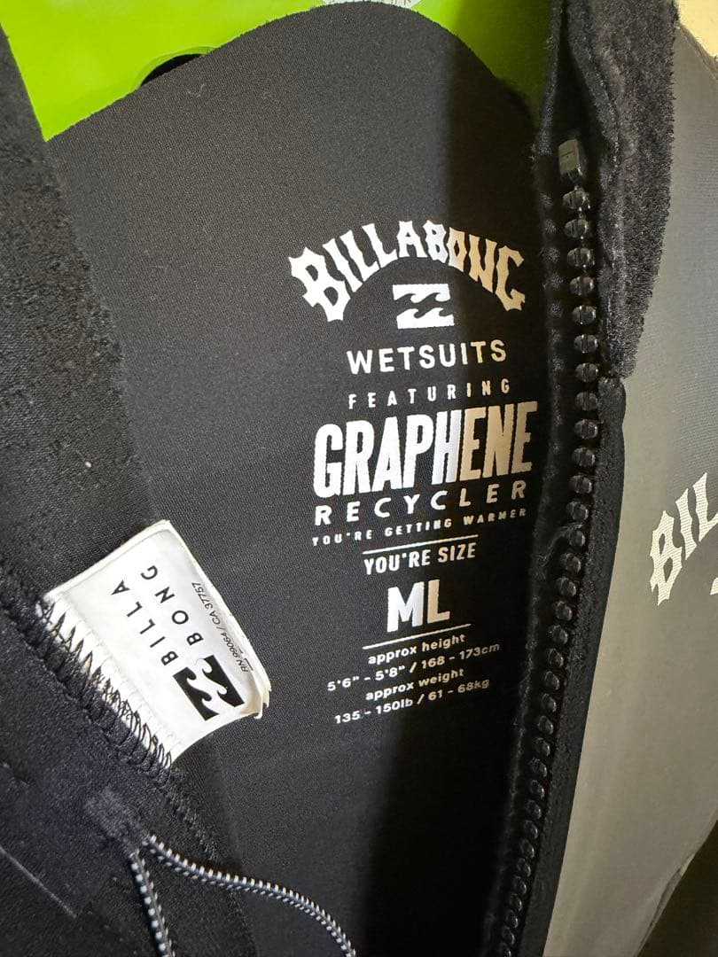 美品Billabong/ビラボンセミドライ4×3裏起毛ウェットスーツML