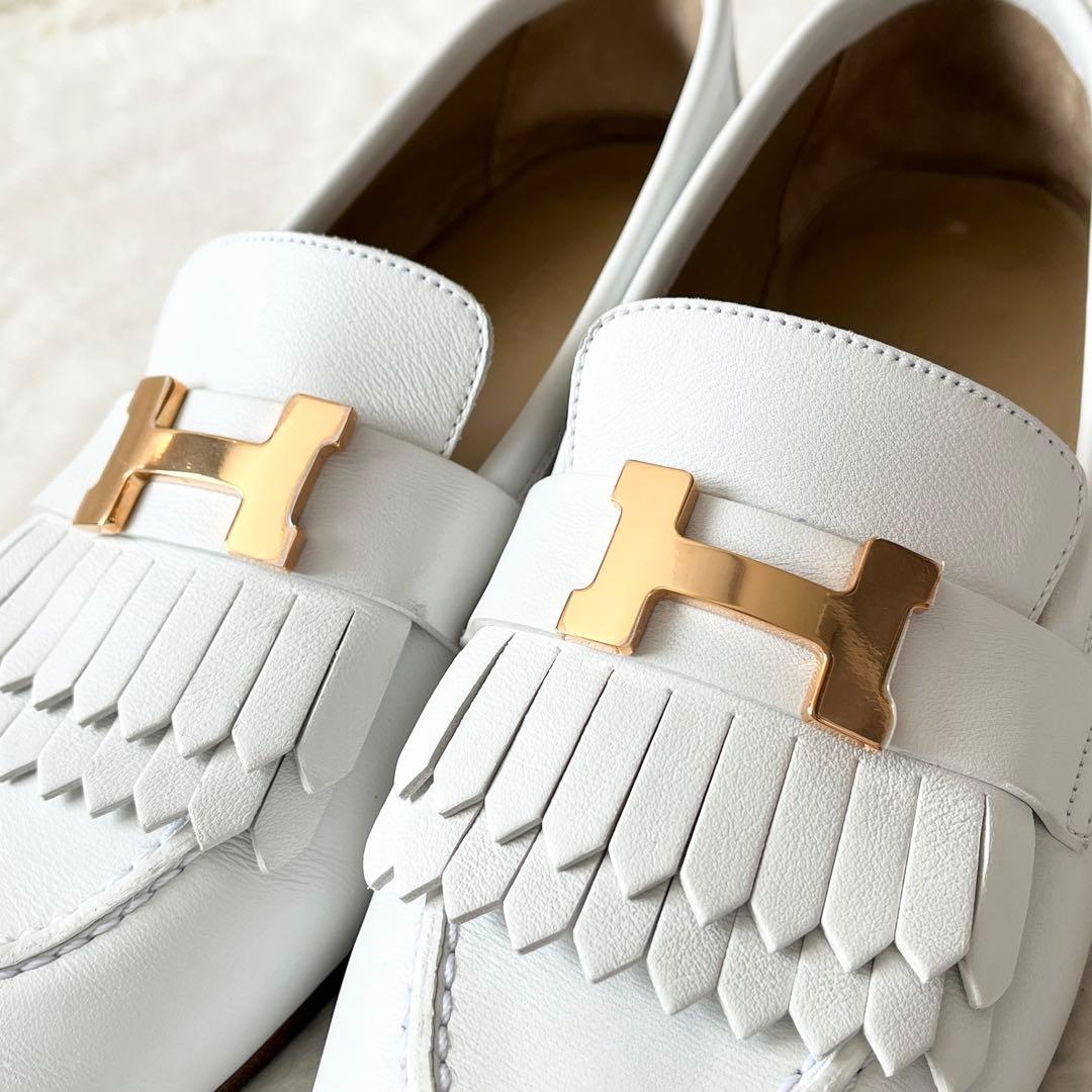 HERMES エルメス　モカシン　ロワイヤル　36.5 23.5cm ホワイト