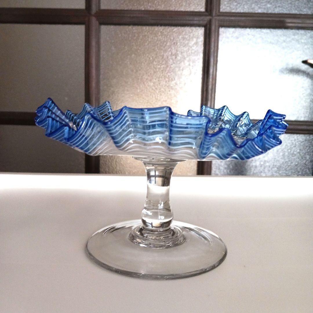 和製ガラス コンポート 糸巻き　美品