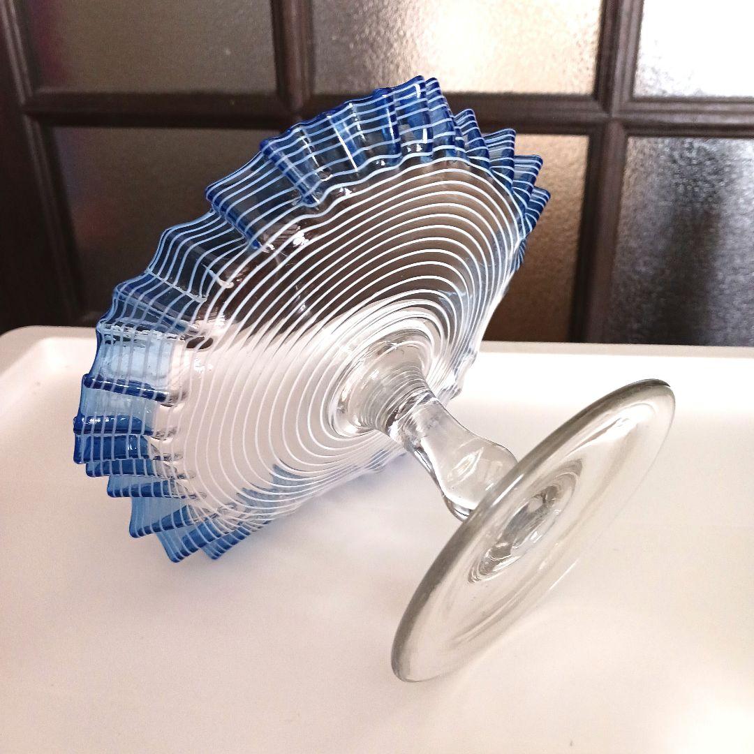 和製ガラス コンポート 糸巻き　美品