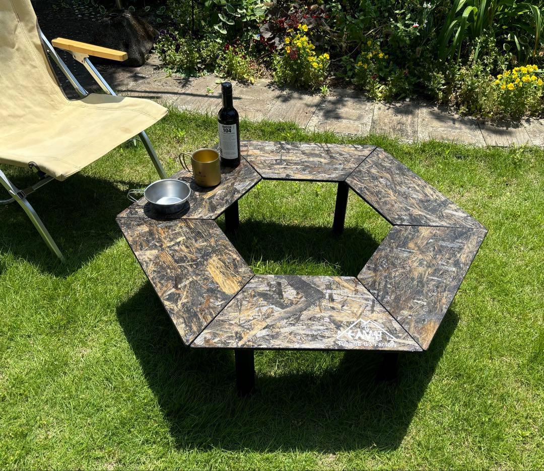 ヘキサテーブル50 センターテーブル付き　スケルトンブラック塗装　FHC50sb