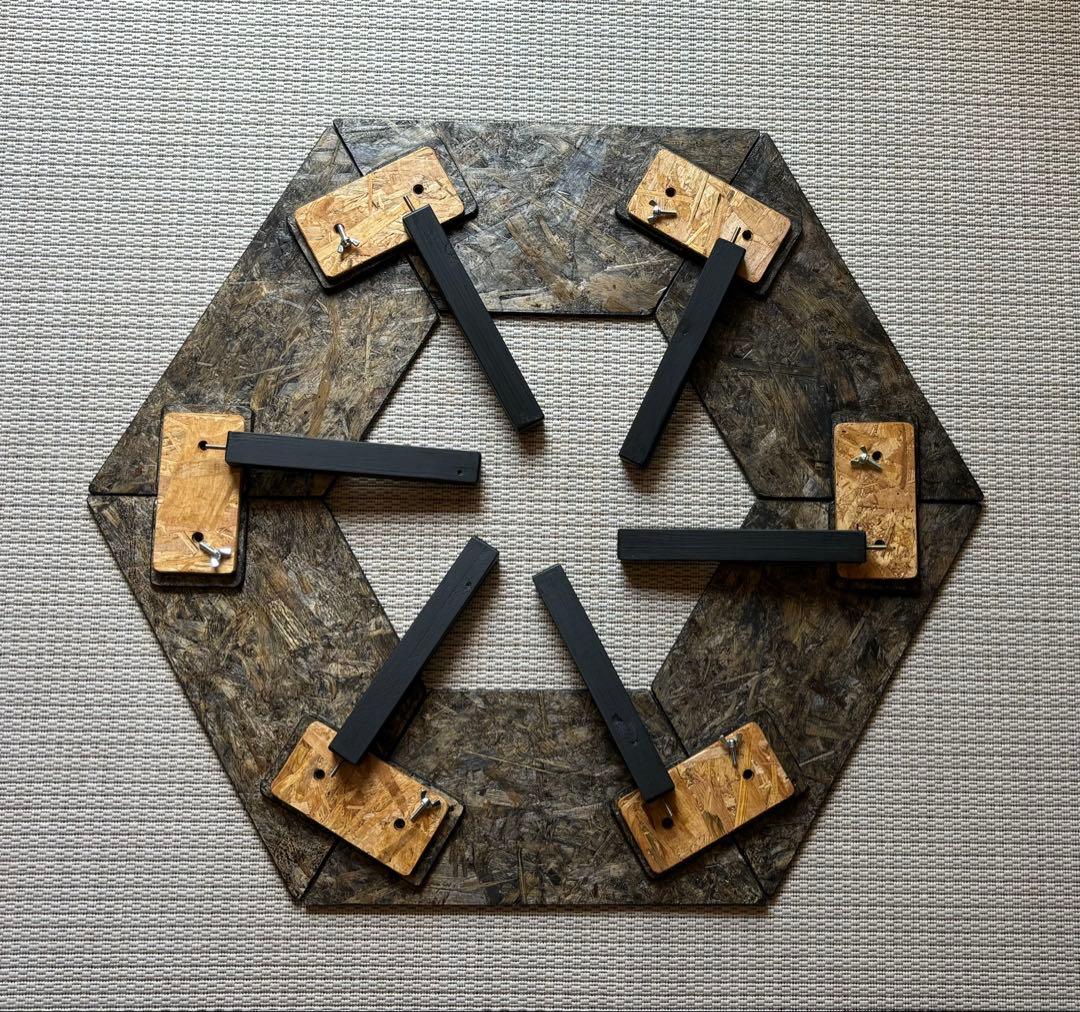 ヘキサテーブル50 センターテーブル付き　スケルトンブラック塗装　FHC50sb