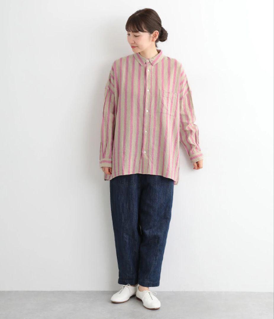 ICHI Antiquitesイチアンティークス リネンコットンストライプシャツ