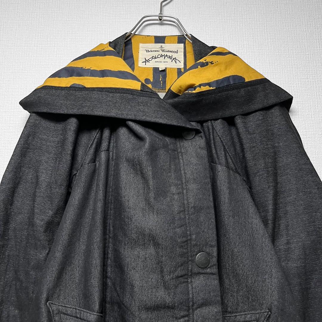 ヴィヴィアンウエストウッド ビッグフード デニム調コート 変形 ロング丈 38