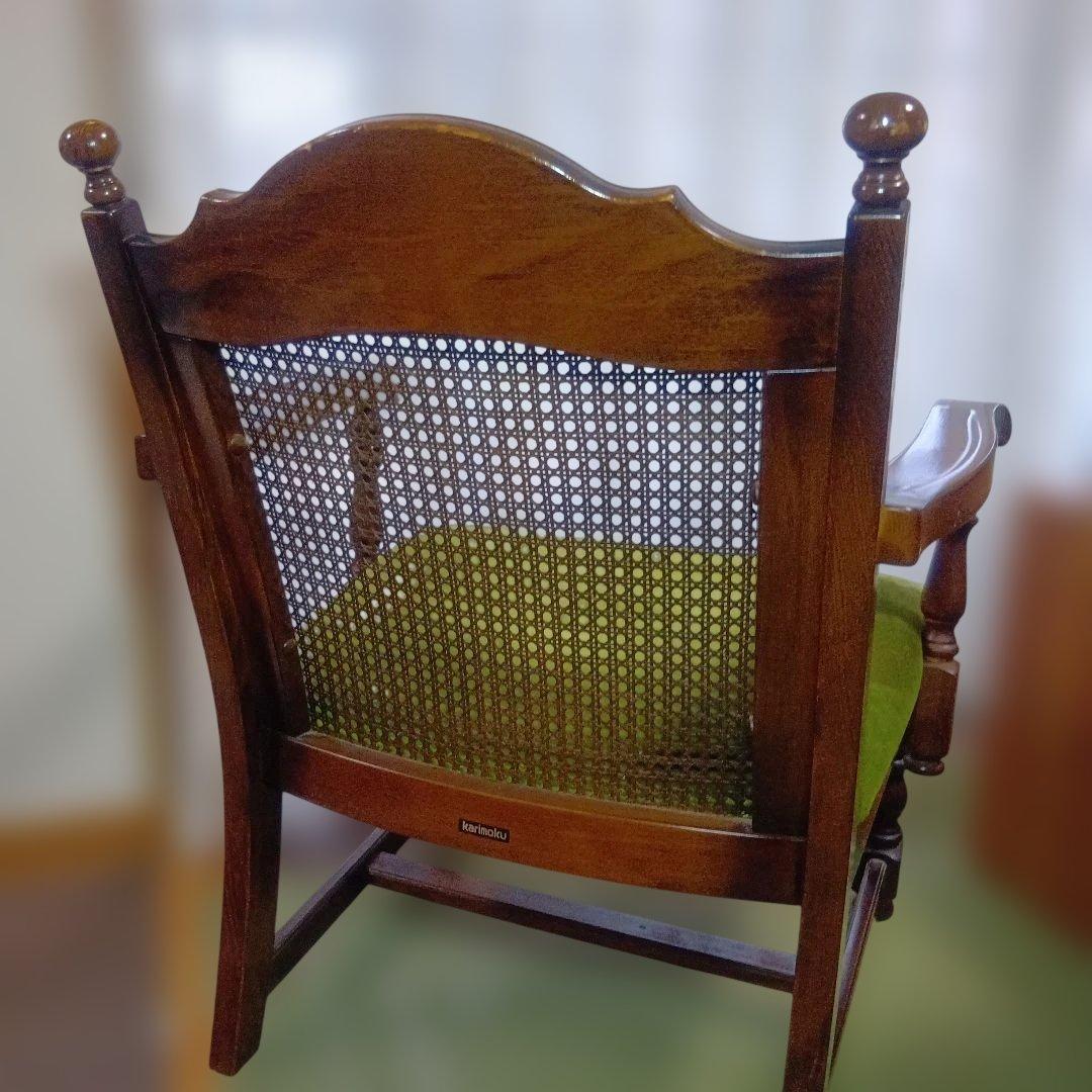 オールドカリモクbackrest-rattan モケットグリーンkarimoku