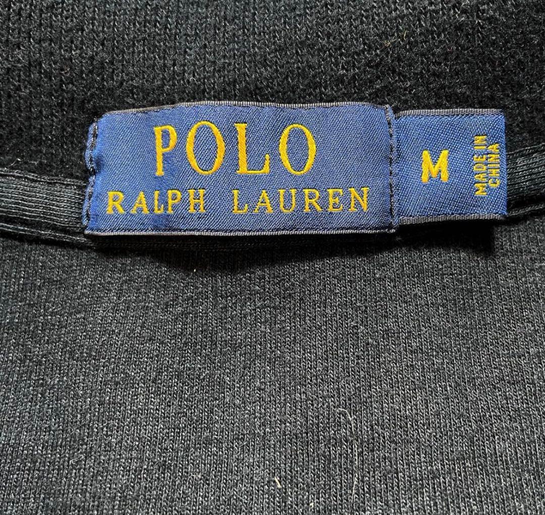 古着 ポロ ラルフローレン コットンニット ハーフジップ スウェット ブラック