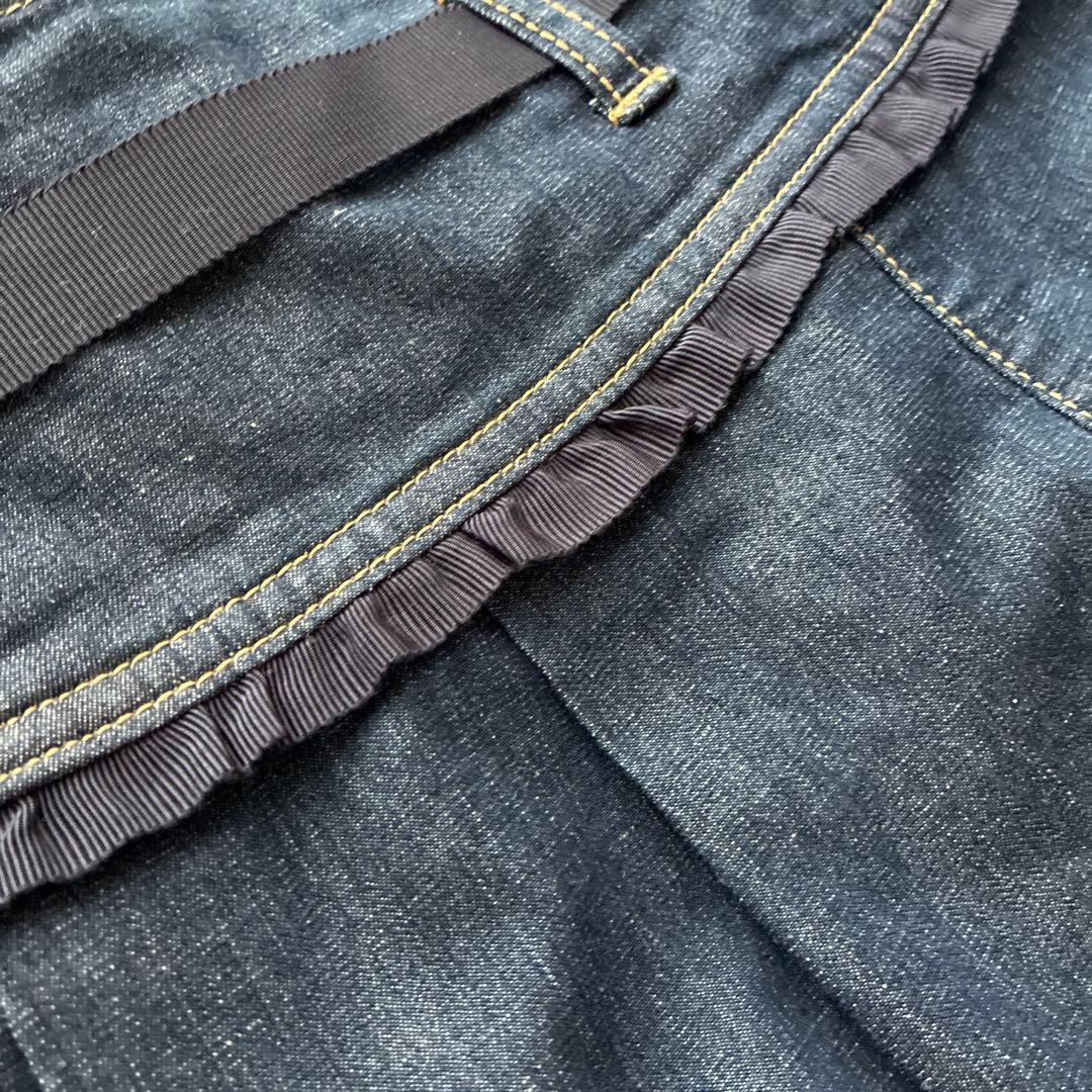 エムズグレイシー　ネイビー ガウチョパンツ リボン付き　ハイウエスト　40