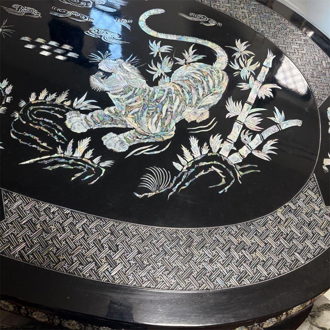 【都内引き取りなら¥8,000】青貝螺鈿細工宝尽図 平卓 中国古玩 唐物