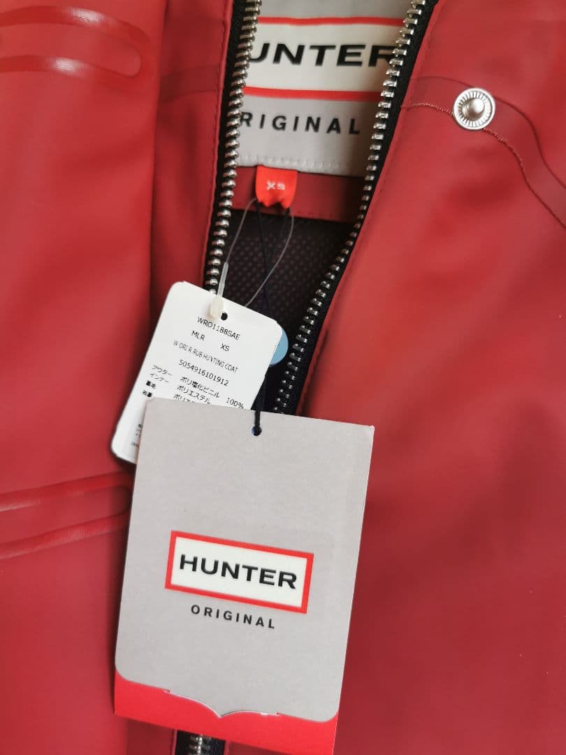 新品　HUNTER レインコート　ロング　 レッド XS　レディース
