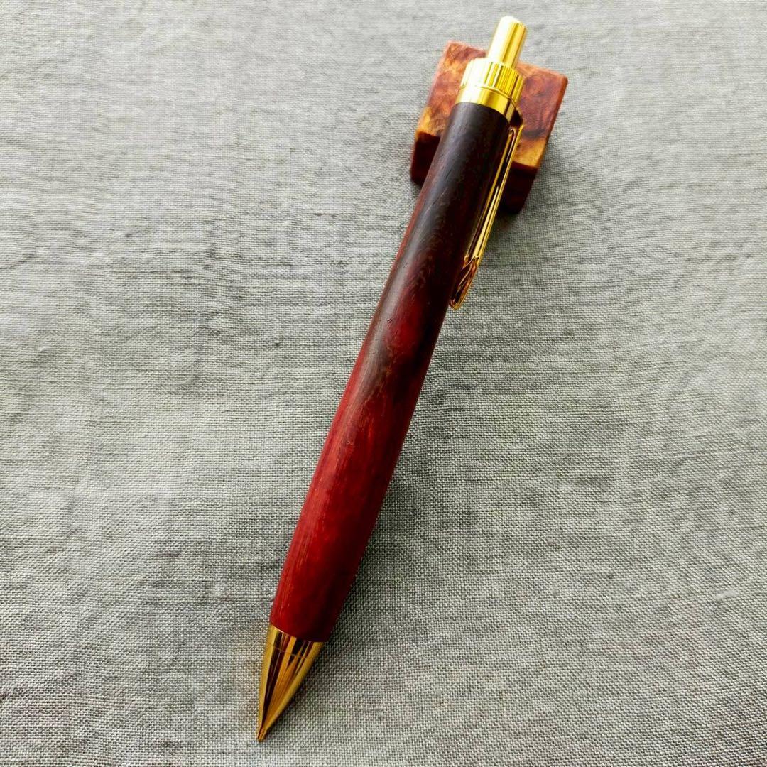 サイアミーズローズウッド　糸縮杢　ハンドメイド　木軸シャープペン　0.5mm