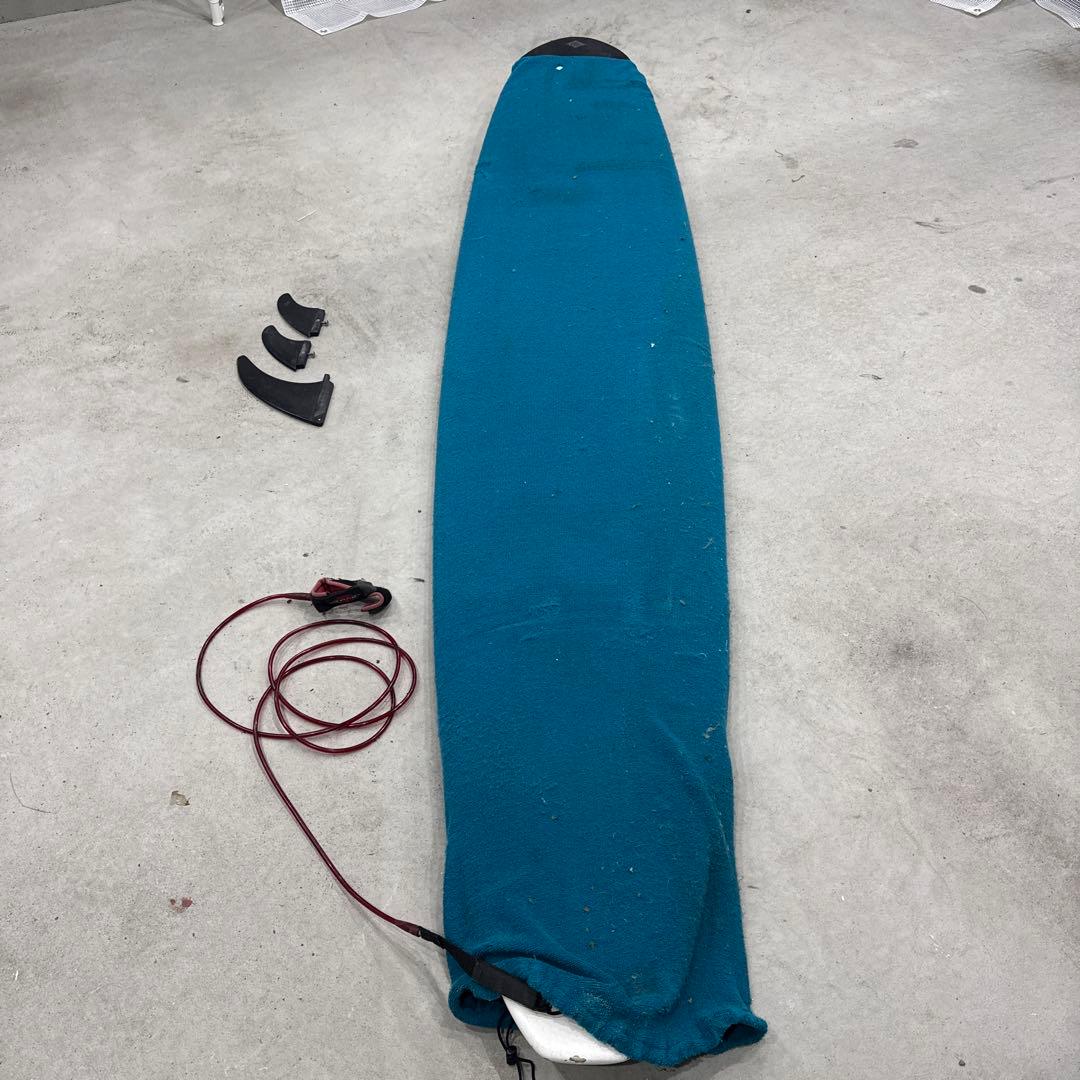 ホワイト/ブルー ロングボード 3フィン付き　手渡し