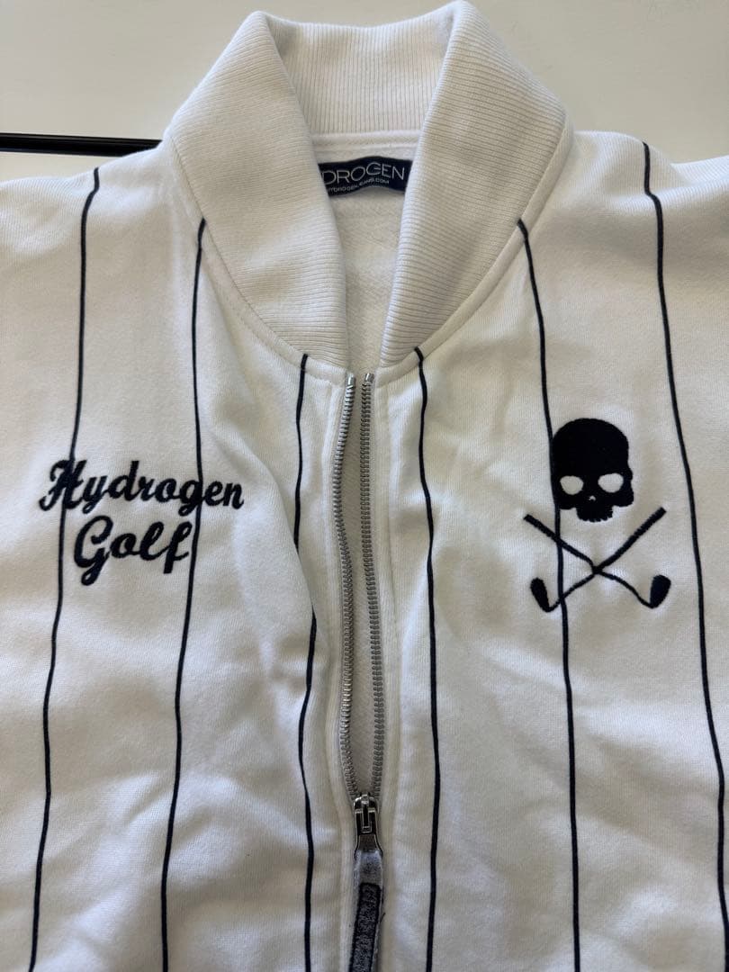 超美品　ハイドロゲン　ゴルフ　スウェット白　　　黒ストライプ　L相当