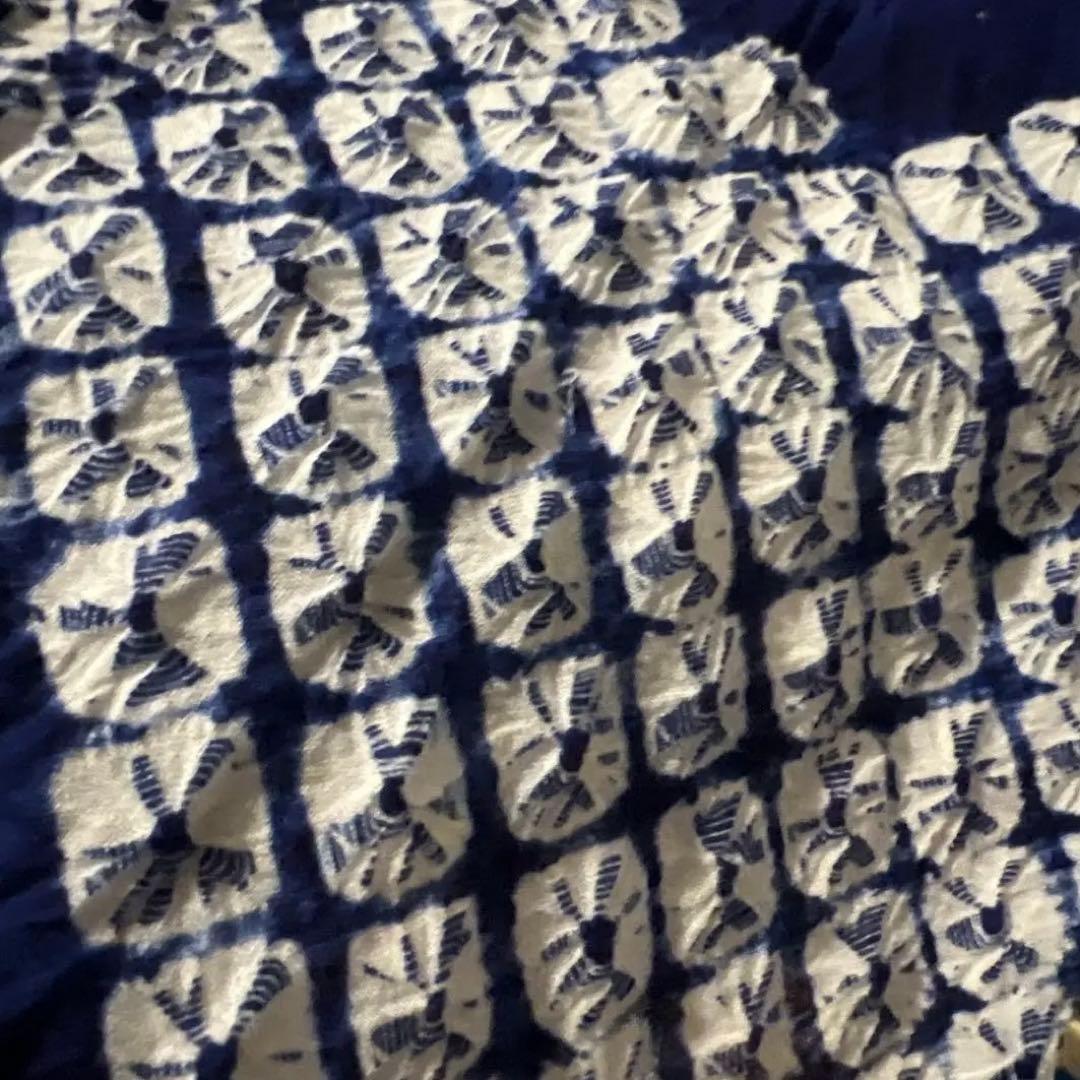 浴衣◆美品◆有松鳴海絞り 手縫い 青 花柄 身丈162.5 裄65.5 洗濯済み