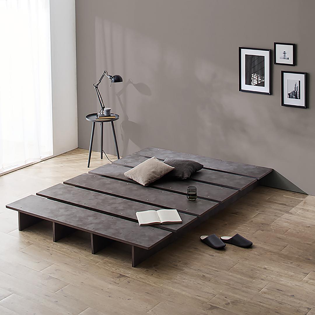 ベッドフレーム　セミダブル　スノコ　セラミック調　ステージ　小上がり　新品送料込