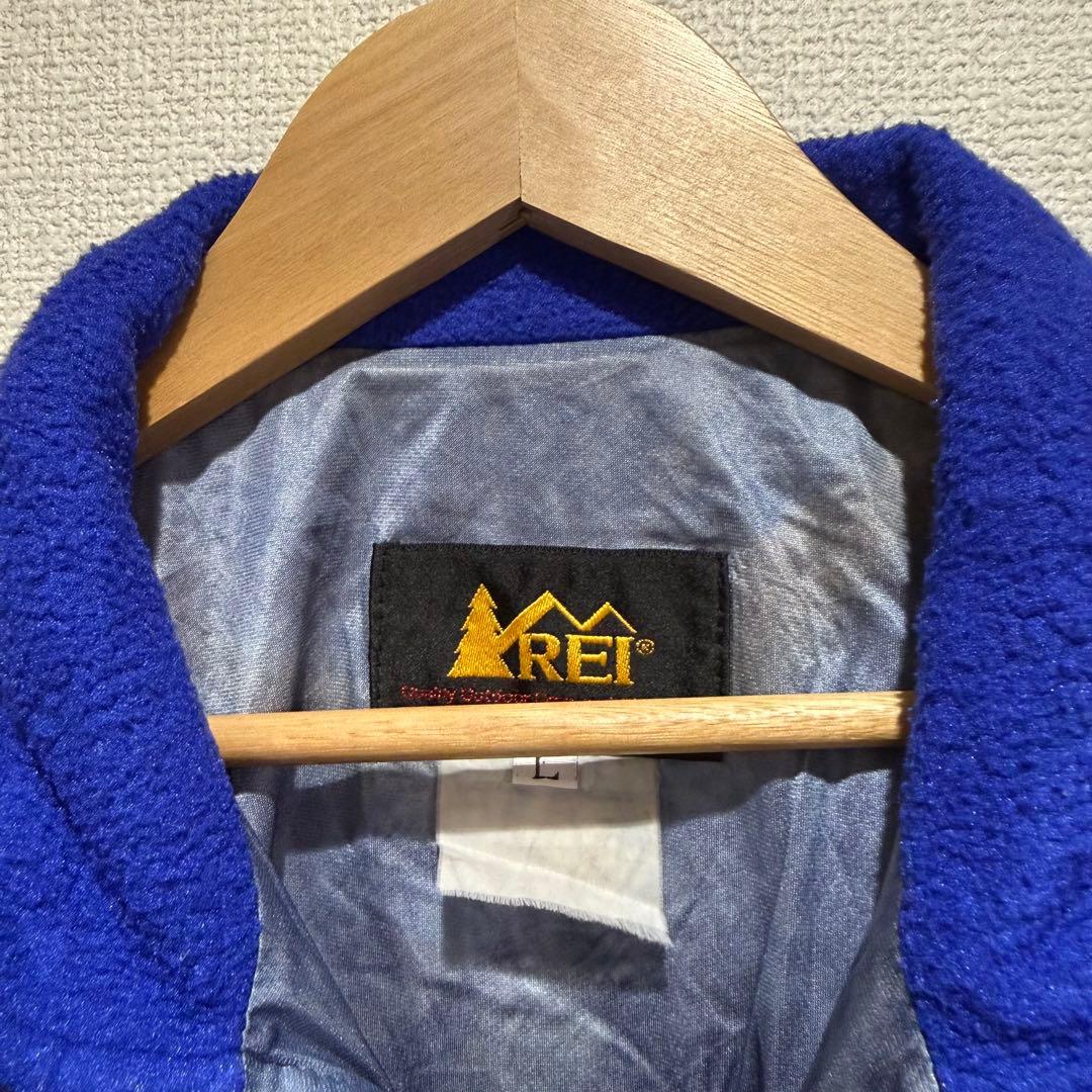 80's REI フリースジャケット ハーフジップ 青 プルオーバー L