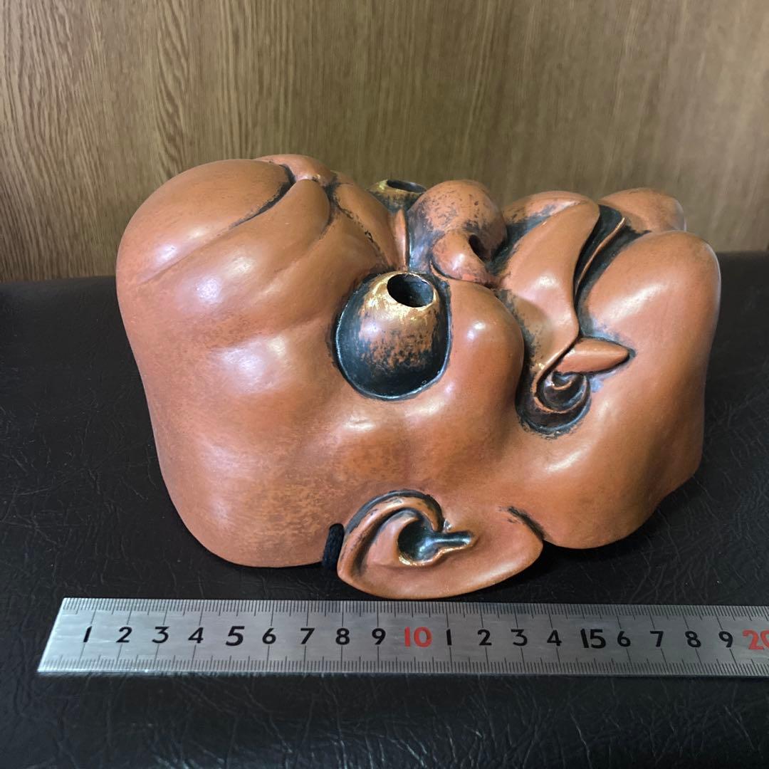 能面　神鳴り　木彫り