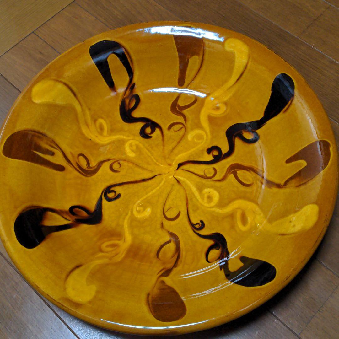 湯町窯　スリップウェア　尺3寸　大皿　民芸