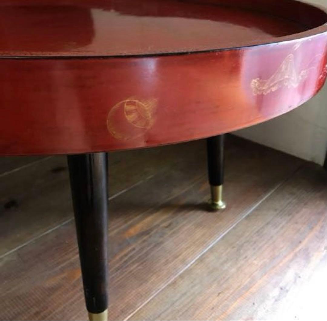 骨董　漆塗り　金彩　蒔絵　ちゃぶ台　飾り台　当時物　古道具　テーブル　脚取り外し