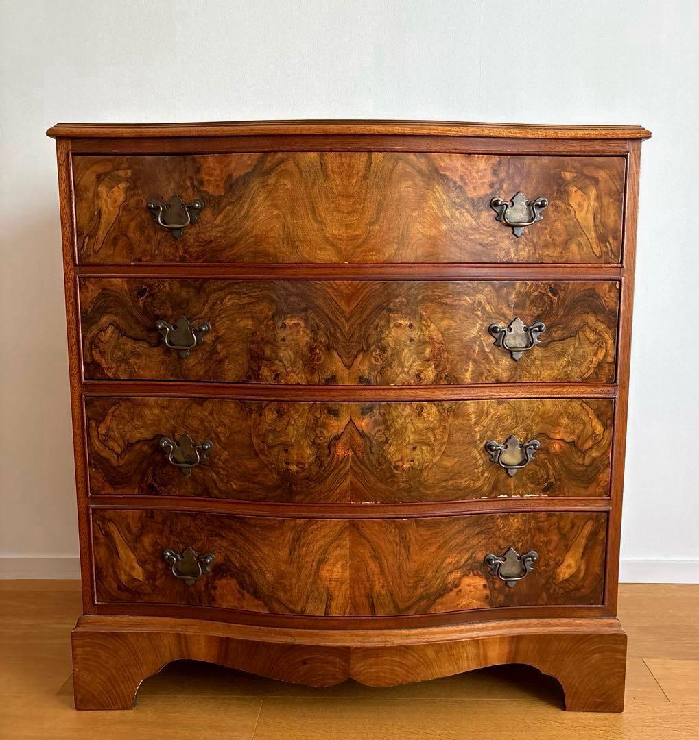 英国アンティーク　ウォールナット チェスト ドロワーズ 4段　イギリス