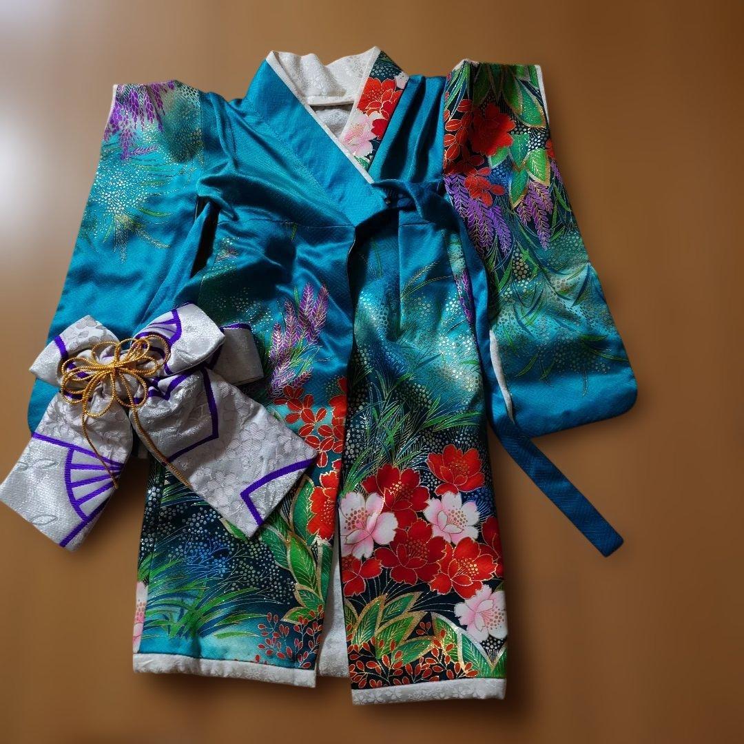 犬用 大振袖 花柄 和服