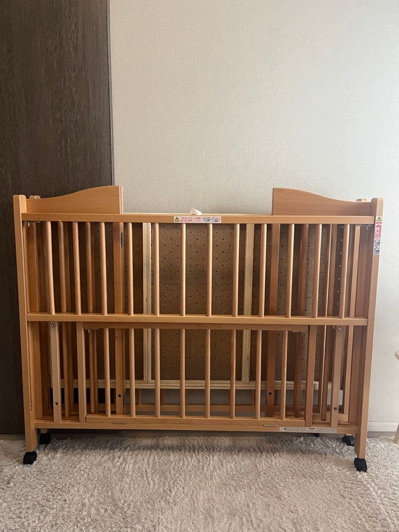 【送料込】布団セット付　石崎家具　ベビーベッド「チェリッシュ」　ワンタッチ折畳可