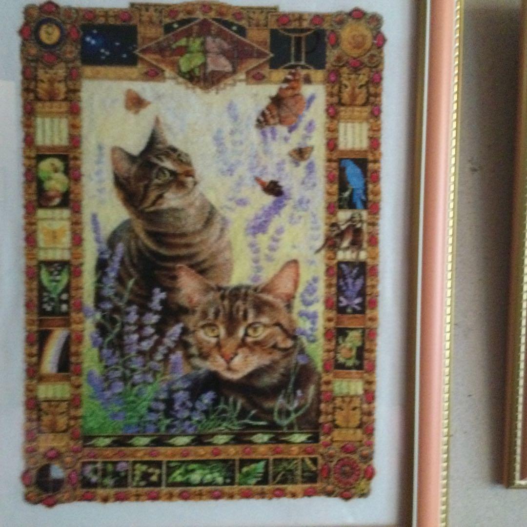 B　二点おまとめクロスステッチ完成品　刺繍完成品