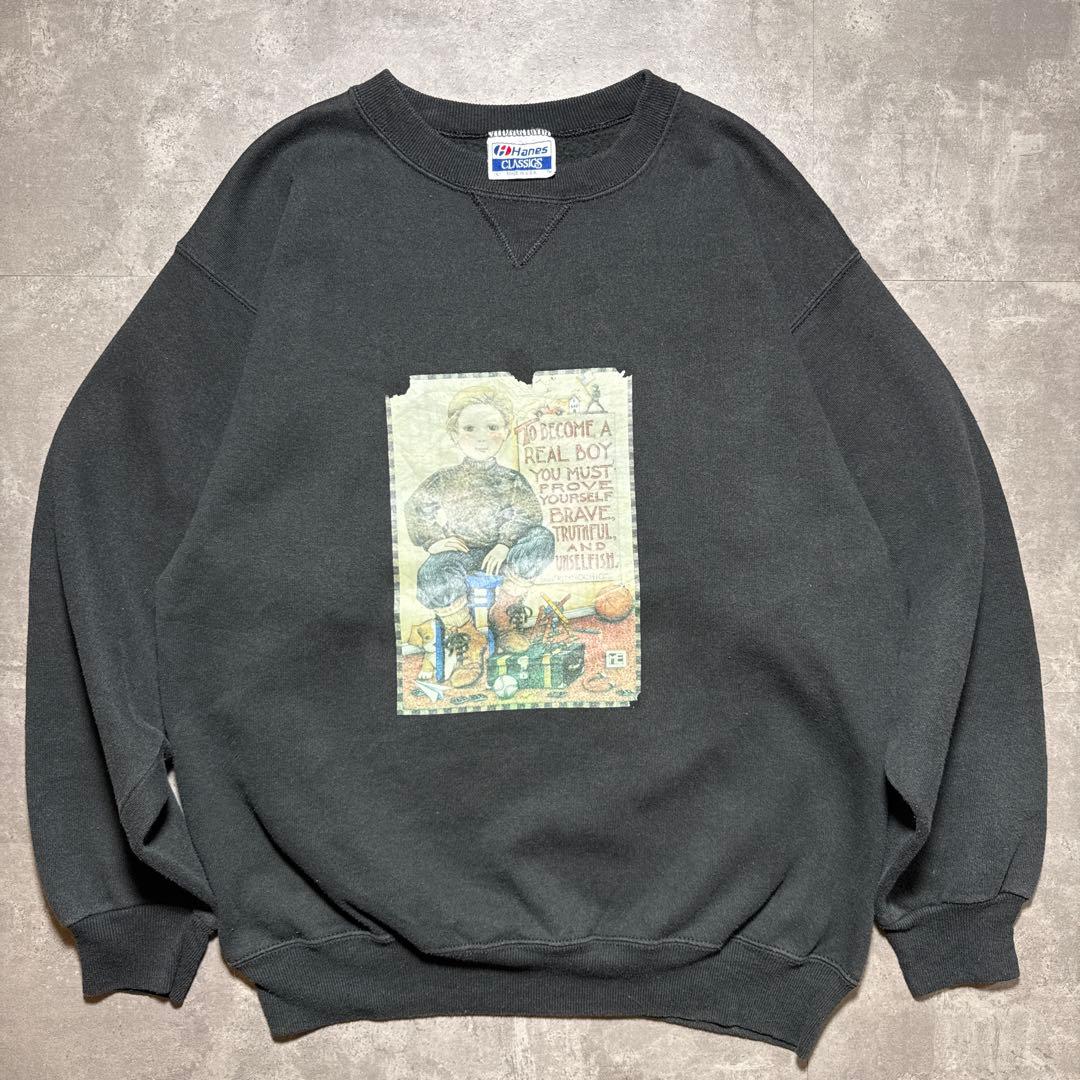 R*1様 90s ヴィンテージ ブラックスウェットLサイズ USA製Hanesボ