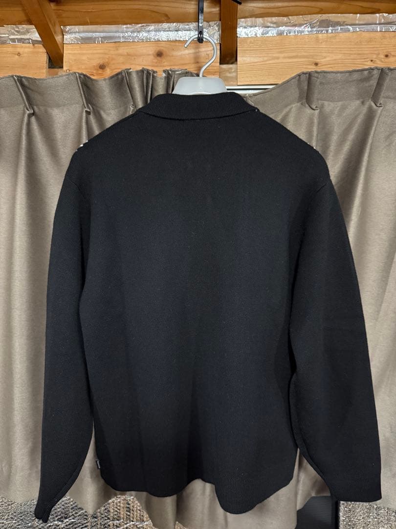 トップス Supreme Stripe Zip Up Polo Sweater Black