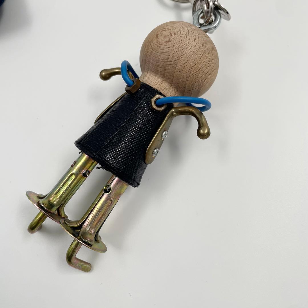 【✨極美品 付属品付】 プラダ キーホルダー ロボット ウッド調 サフィアーノ