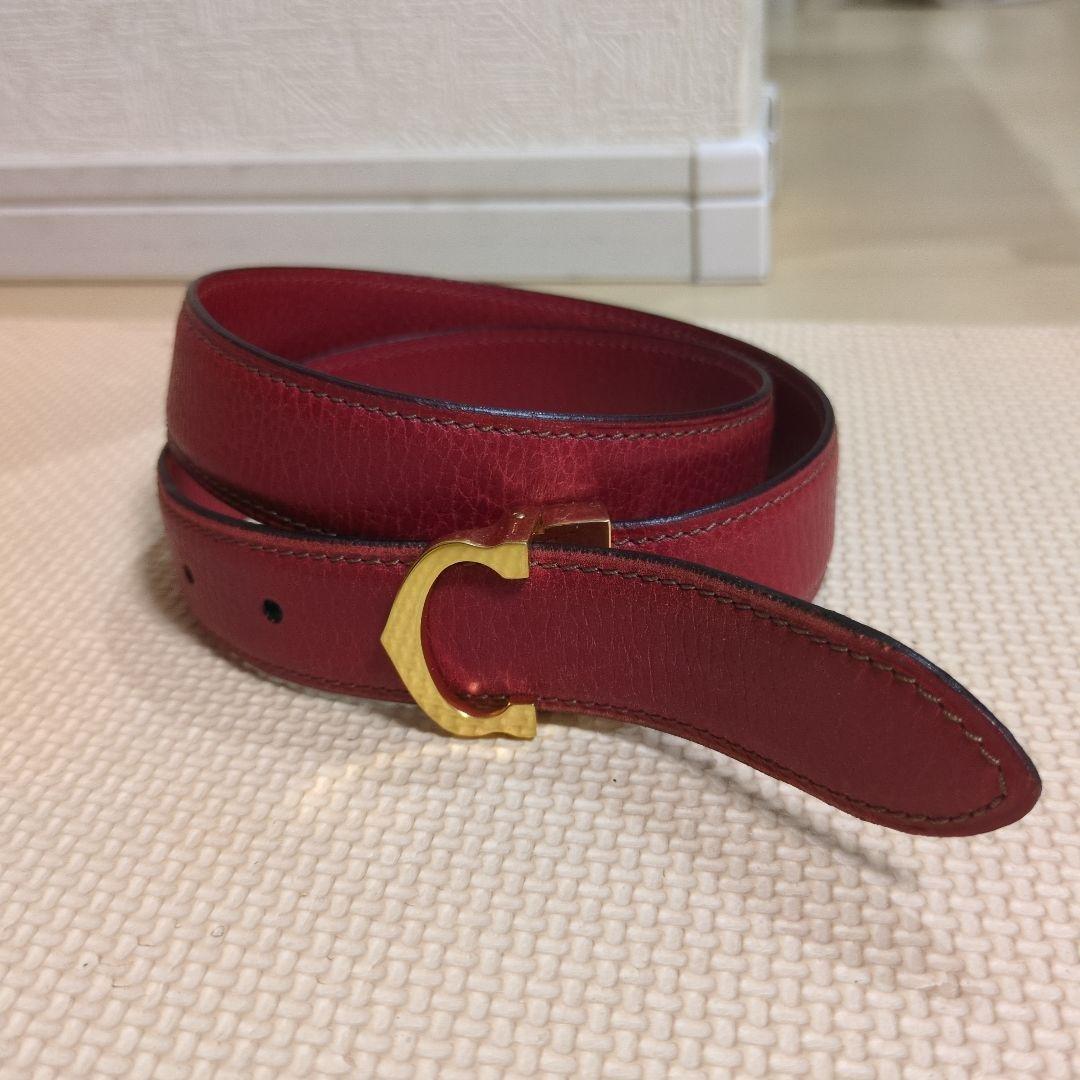 カルティエCartier 赤 レディース　レザー ベルト