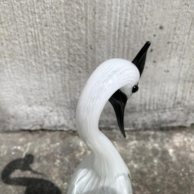 Salviati｜murano/ムラーノ｜ガラスオブジェクト｜白黒｜鳥｜