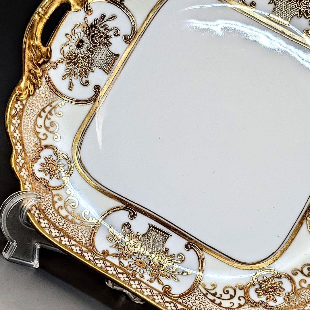 貴重な美品✨オールドノリタケ金盛上花籠装飾図紋マルキ印プレート大皿