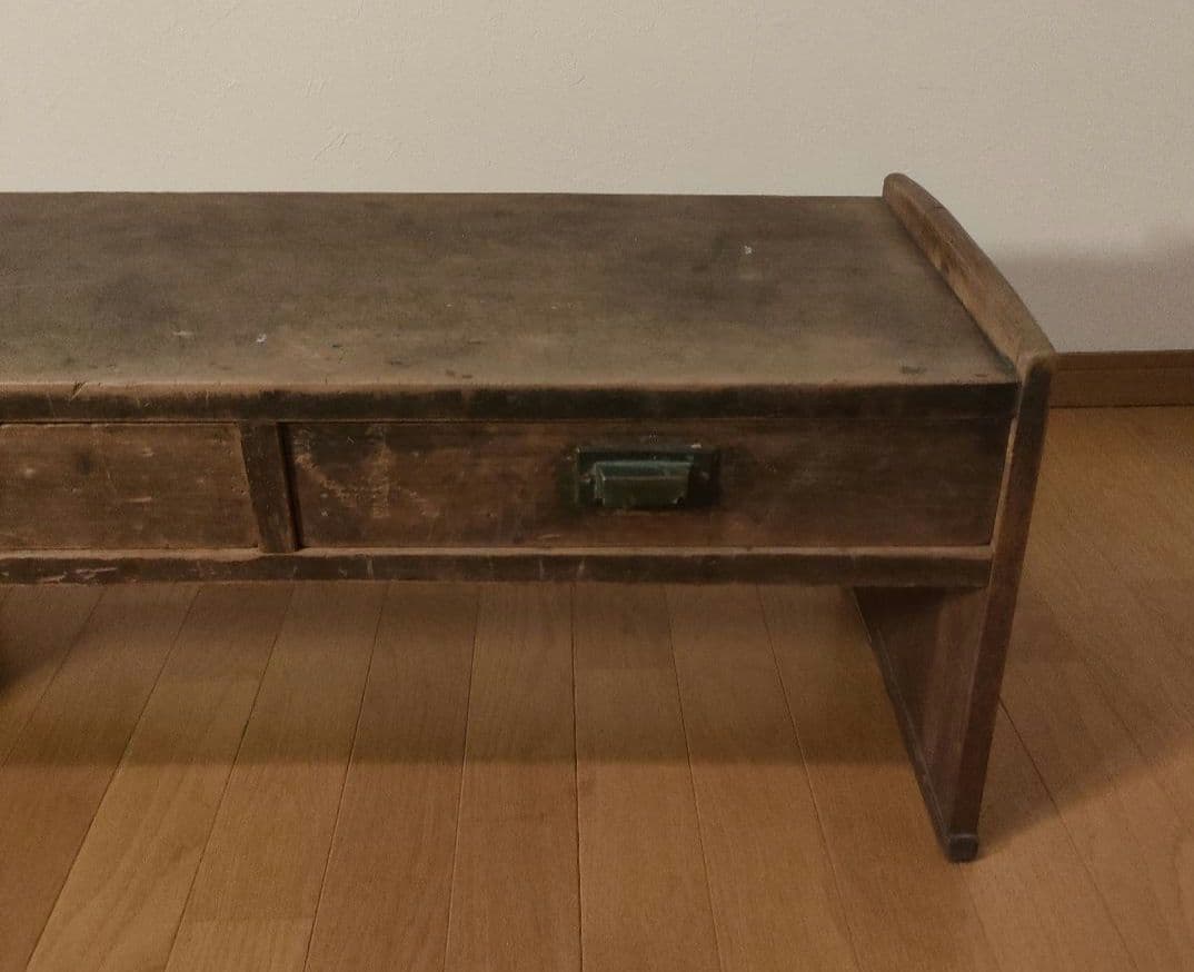 アンティーク 木製 文机 引出し2つ付 和製 昭和レトロ ローテーブル 座机