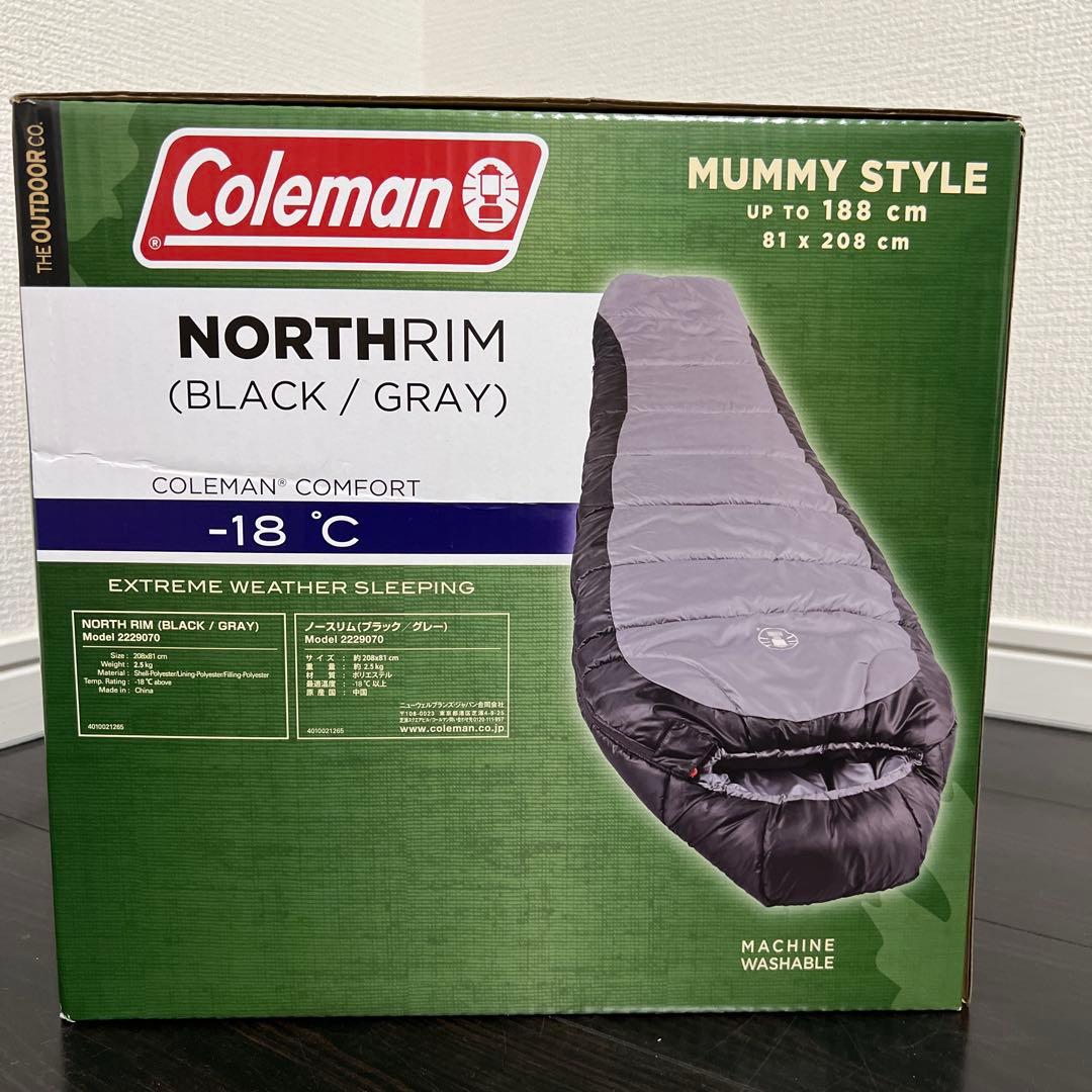 【新品未使用｜未開封】コールマン アウトドア マミー ノースリム 寝袋 黒×灰色