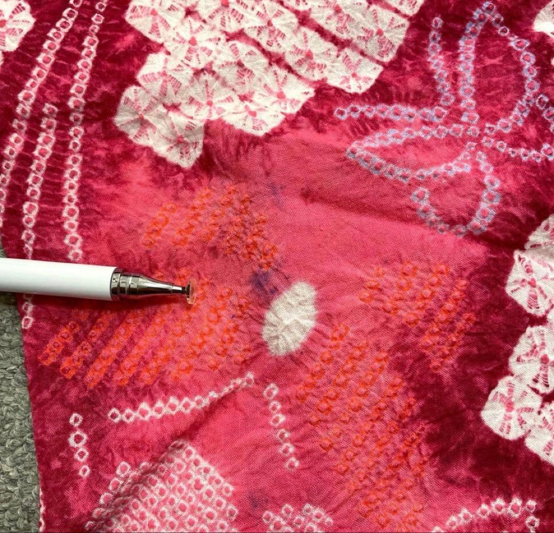 美品 有松鳴海絞り浴衣 ピンク系　蜘蛛絞り　綿