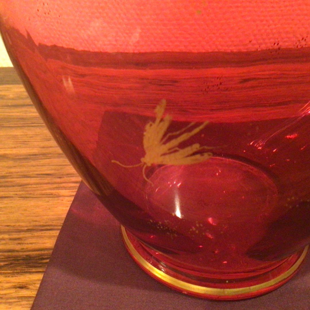 オールドバカラ　「獲物を狙う鳥　花器」　1890年頃　アンティーク美品