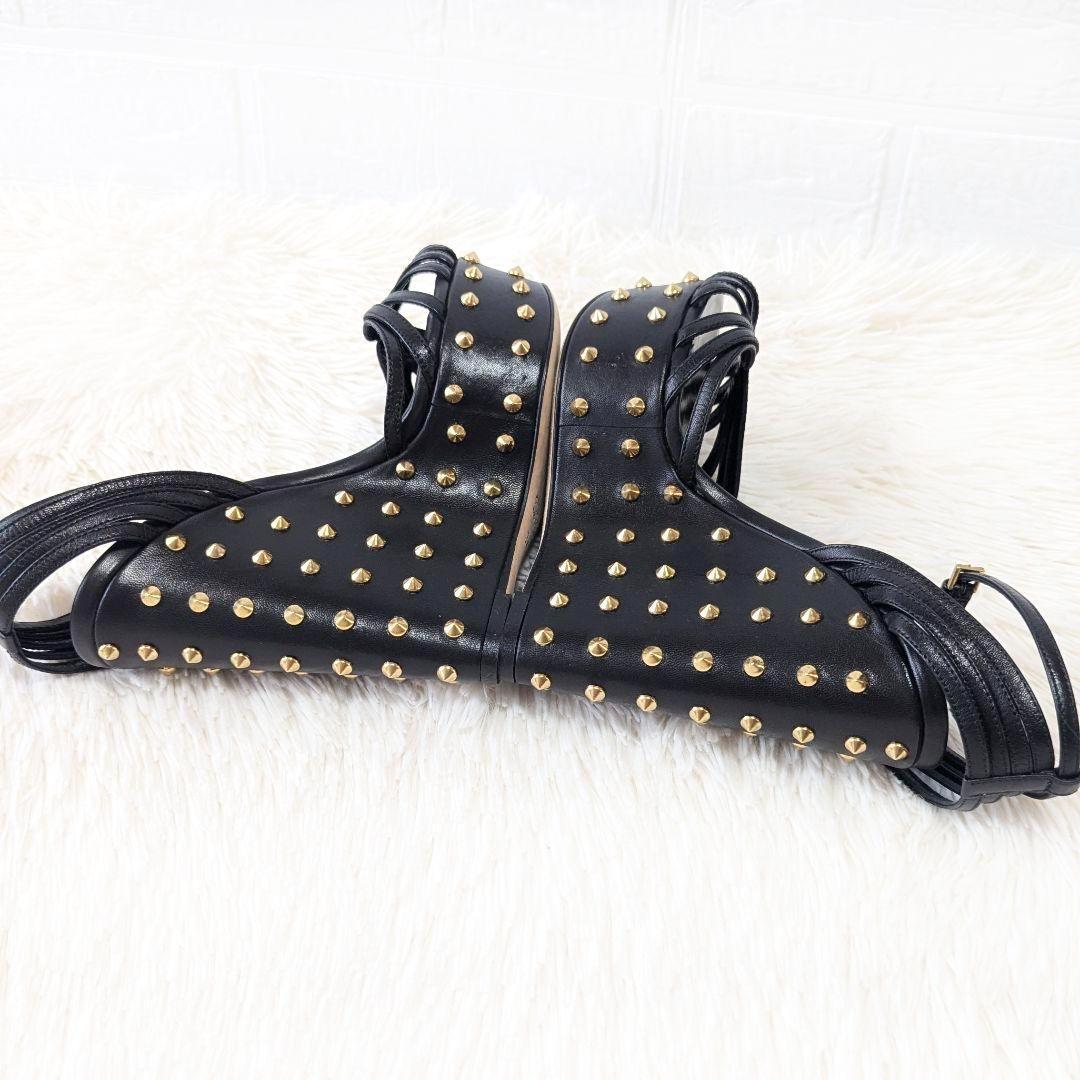 ✨美品✨GUCCI グッチ アンクルストラップ スタッズ サンダル ブラック