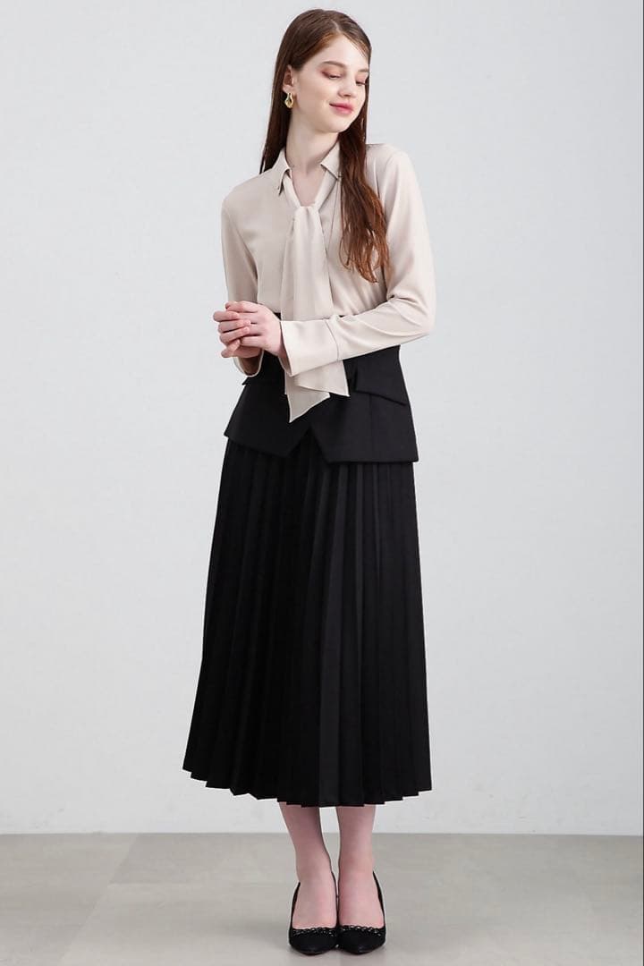 ピンキーアンドダイアン◆ボタンダウンボウタイシャツ ベージュ 38