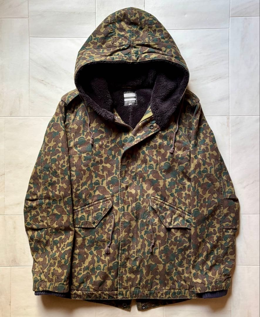 【日本製】 桃太郎ジーンズ 迷彩柄モッズコート 裏地ボア サイズ38