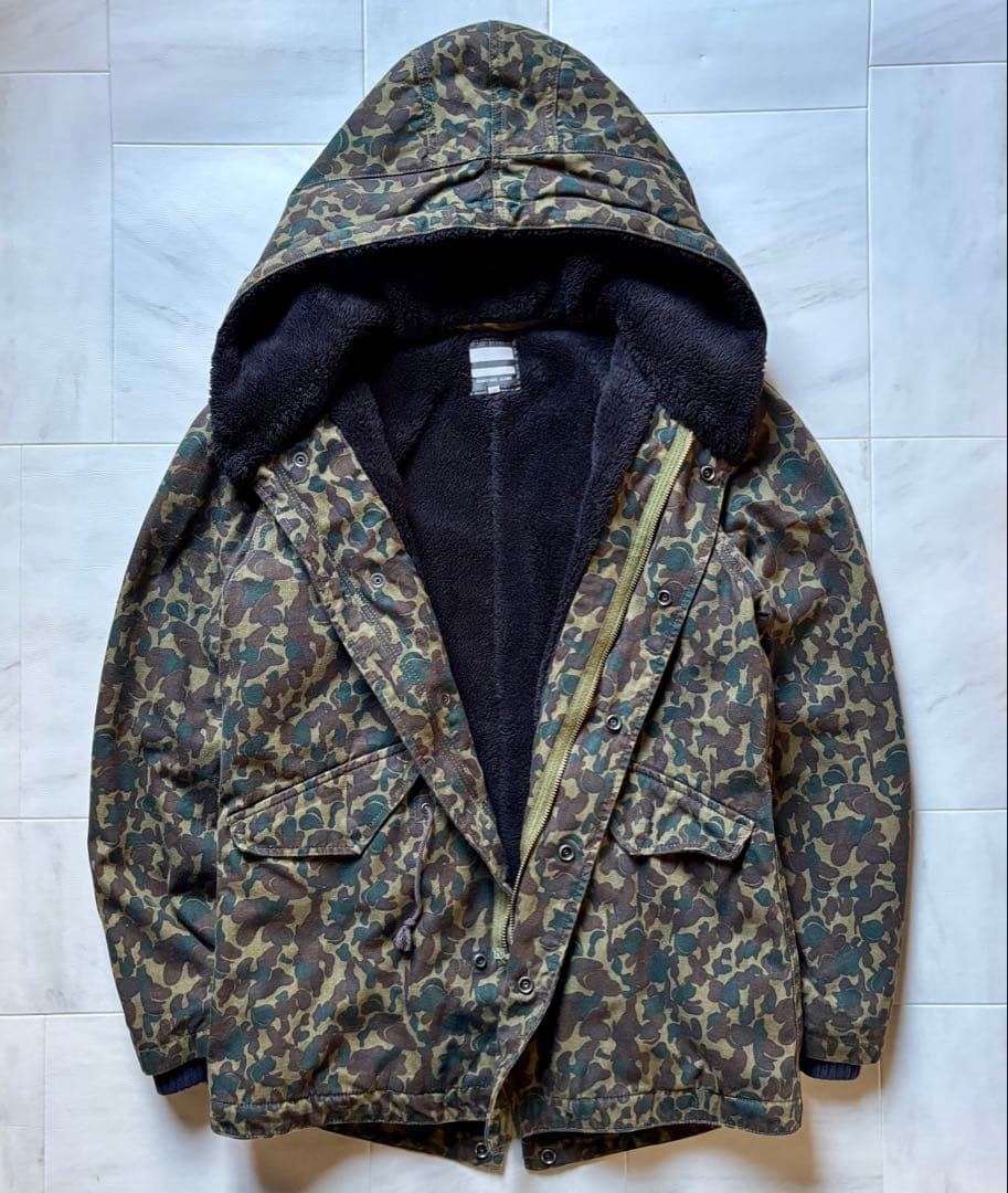 【日本製】 桃太郎ジーンズ 迷彩柄モッズコート 裏地ボア サイズ38